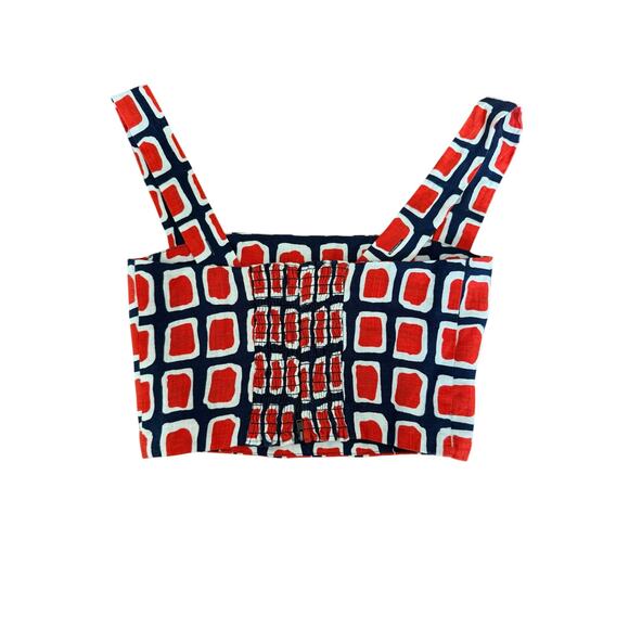 Reformation Vio Linen Top Napoli Print Square Neck Size 4 - Picture 3 of 8